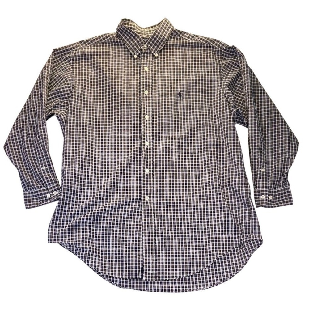 Vintage Ralph Lauren Yarmouth Mens 16.5 32/33 Plaid Cotton Button Down Shirt